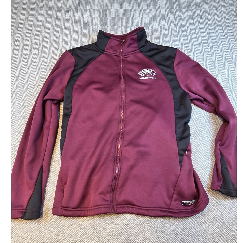 Charles River Apparel Arlington Eagles Track Jacket Burgundy Black Womens Large